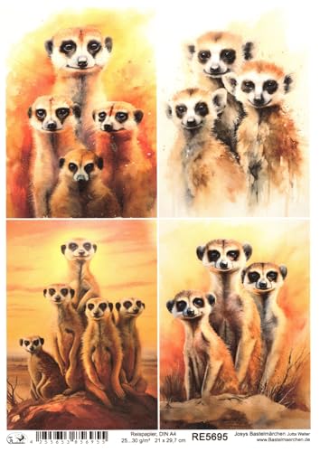 Reispapier A4 Strohseide Afrika Savanne Landschaft Erdmännchen Mangusten RE5695 Reispapier A4 Strohseide Afrika Savanne Landschaft Erdmännchen Mangusten RE5695 von Josys Bastelmärchen