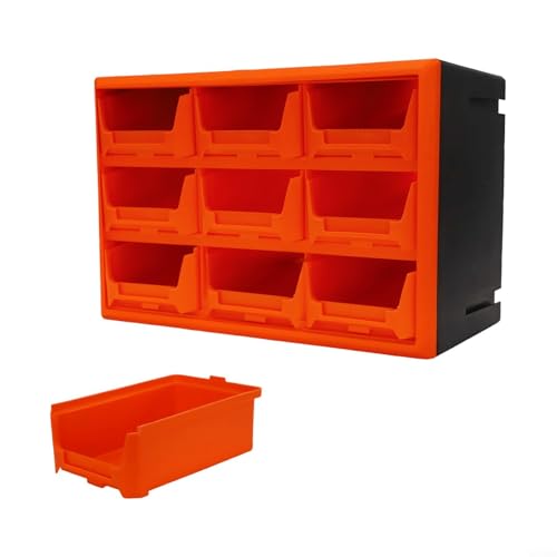 Aufbewahrungsbox aus Kunststoff mit Wandhalterung für Schubladenteile, Schrank-Hardware-Organizer, stapelbarer Werkzeughalter mit mehreren Gittern für effiziente Aufbewahrung von Geräten (orange) von Jotekonoby