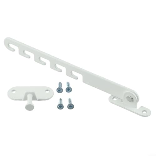 Einstellbarer Fensteröffnungsbegrenzer Stopper mit 5 Winkeleinstellungen, Kohlenstoffstahl mit weißer Beschichtung, rostbeständiger Lüftungsbegrenzer für Holz, PVC, Einstellbarer Fensteröffnungsbegrenzer Stopper mit 5 Winkeleinstellungen, Kohlenstoffstahl mit weißer Beschichtung, rostbeständiger Lüftungsbegrenzer für Holz, PVC, von Jotekonoby