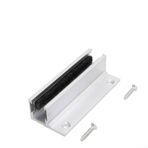 Glasschiebetür-Bodenführungsschiene mit geräuschreduzierendem Plüschfutter, verstellbare Zinklegierungsschiene für 0-14 mm Glasscheiben, langlebiges Anti-Reibungs-Design für von Jotekonoby