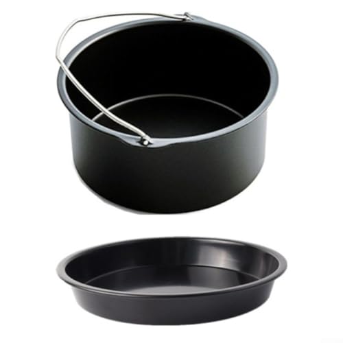 Jotekonoby 2-teiliges Luftfritteusen-Zubehör-Set mit tiefer Backform und Pizzablech, antihaftbeschichtet, für Luftfritteusen in verschiedenen Größen, 16–24 cm von Jotekonoby