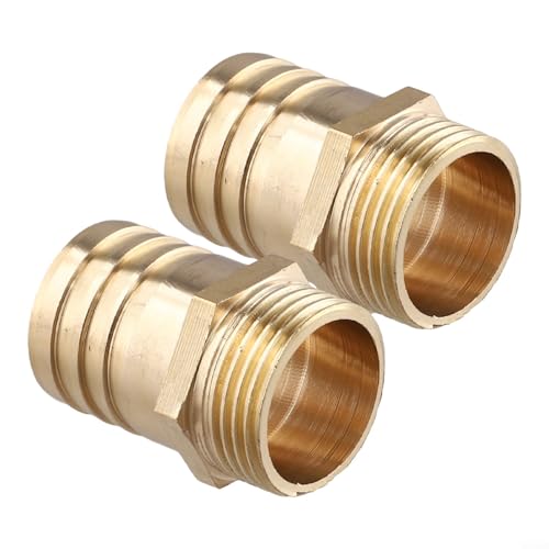 Jotekonoby 2 x massiver Messing-Schlauchstutzen, massiver Messingschlauch-Endverbinder auf Stecker für BSP-Gewinde Teich-Pool-Schlauch-Adapter, für Pool-Teichbewässerungssystem (2,5 cm männlich x 32 von Jotekonoby