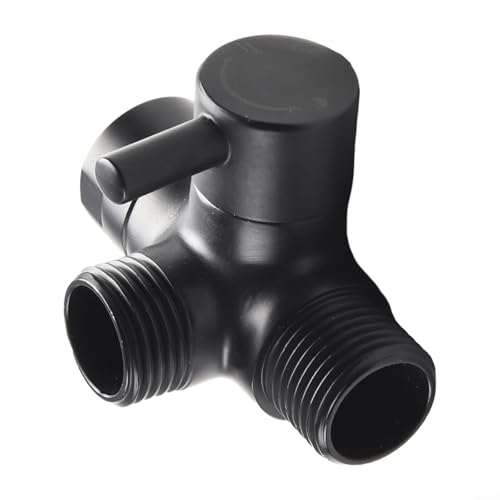 Jotekonoby 3-Wege-Duscharm-Umstellventil, G1/2 T-Adapter, Halterung, Splitter mit Dual-Wasserausgangskontrolle für Handbrause und festen Duschkopf, gebürstete Oberfläche (schwarz) von Jotekonoby
