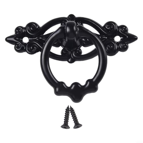 Jotekonoby Antike Zinklegierung Schrankgriffe Vintage Ring Schubladengriffe für Küchenschränke, Kommoden, Bücherregale und Türen, Retro-Hänge-Stil mit Schrauben, Grün (schwarz) von Jotekonoby