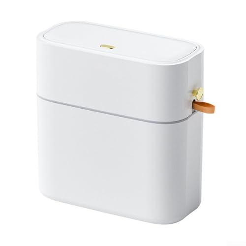 Jotekonoby Automatisch verschließender Mülleimer, 10 l, Fußpedal-Abfalleimer für Küche, Badezimmer, Wohnzimmer, freihändiger Betrieb, platzsparender Mülleimer (10 l – weiß) von Jotekonoby