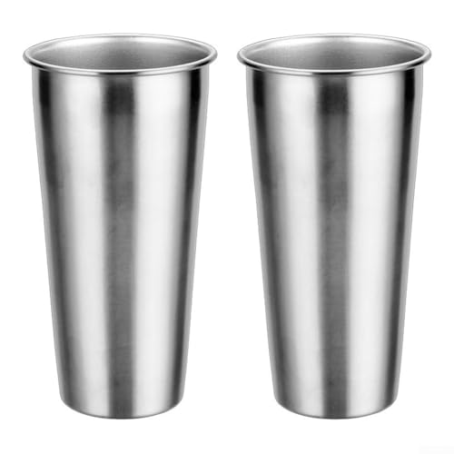Jotekonoby Campingbecher aus Edelstahl, 400 ml, 500 ml, 600 ml, leicht, Outdoorbecher, Trinkbecher ohne Griff, rostfrei, tragbar (600 ml), 2 Stück von Jotekonoby
