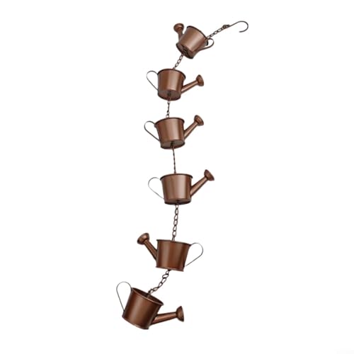 Jotekonoby Dekorative Metall-Regenkette mit Windspiel, Kupfer-Finish, Outdoor-Downspout Alternative mit Haken zum Aufhängen für einfaches Dach, Markise, Pavillon (Wasserkocher) von Jotekonoby