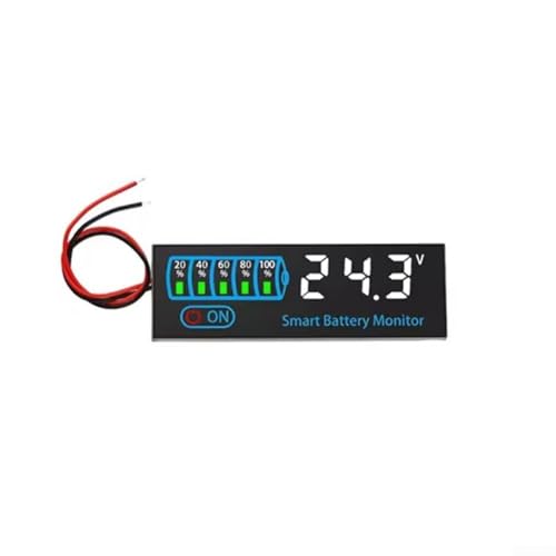 Jotekonoby Digitaler Batterietester, LED-Spannungsanzeige, 7–55 V Gleichstrom, für Lithium-Ionen-Eisensäure-Batterieladeanzeige, Monitor 3S-14S (weiß) von Jotekonoby