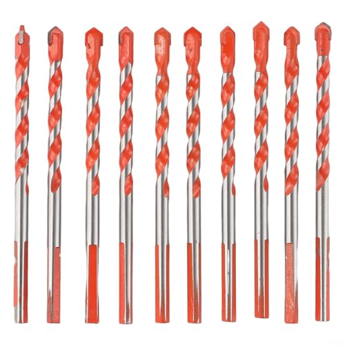 Jotekonoby Dreieck-Bohrer, 6 mm, multifunktionales Werkzeug-Set für Keramik, Fliesen, Glas, Holz, Metall, Mauerwerk mit dreieckigem Schaft, Kopf aus Legierung, 10 Stück von Jotekonoby