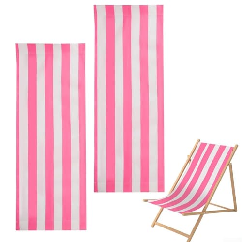 Jotekonoby Ersatz-Leinwand für Strandsessel, rosa-weiße Streifen, Oxford-Stoff, Liegestuhl, Sitzbezüge für Zuhause, Garten, Hof, Freizeit, Entspannung (2 Stück) von Jotekonoby