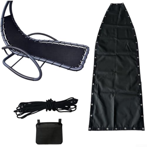 Jotekonoby Ersatz-Sitztuch für den Außenbereich, Ersatztuch, Hängeschaukelstuhl, Ersatztuch mit Installationsset, schwarz, 64 x 197 x 23 cm (1 Stück mit Taschen) von Jotekonoby