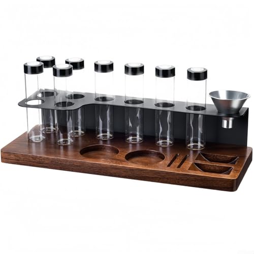 Jotekonoby Espresso-Tamping-Station aus Holz, Kaffee-Aufbewahrungsständer, Kaffeebohnen-Aufbewahrungsständer mit 8 Röhren von Jotekonoby