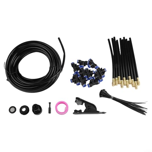 Jotekonoby Garten-Nebel-Set, verstellbare Düsen, Zerstäubungsspray, Kühlfunktion, schnell installierbares Bewässerungssystem mit Rohr, Tees, Sprinklern, Kabelbindern (10 m) von Jotekonoby