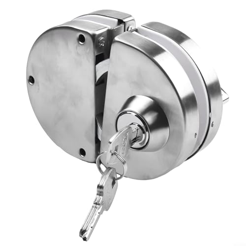 Jotekonoby Glastürschloss aus Edelstahl mit Doppelbolzen, ohne Bohren, kompatibel mit 8-12 mm rahmenlosen Schiebetüren oder schwingenden gehärteten Glastüren, innen Jotekonoby Glastürschloss aus Edelstahl mit Doppelbolzen, ohne Bohren, kompatibel mit 8-12 mm rahmenlosen Schiebetüren oder schwingenden gehärteten Glastüren, innen von Jotekonoby