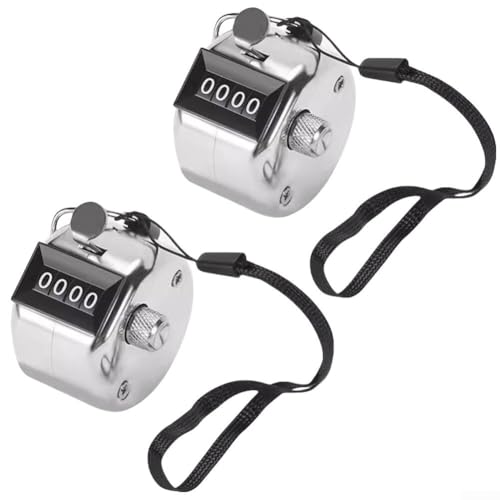 Jotekonoby Handzähler, 2 Stück, aus Metall, manuell, 4-stelliges Display mit Handschlaufe für Sport, Golf, Event-Tracking von Jotekonoby