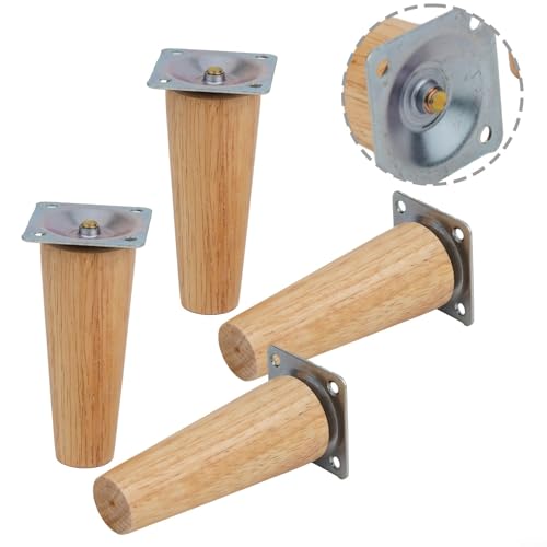 Jotekonoby Holzmöbelbeine, solide Tischbeine, Holz-Sofa-Füße, Set mit 4 Holzbeinen, konische Möbel-Ersatzfüße, Schrankbeine für Stuhl, Kommode, Schublade (schräg 10 cm) von Jotekonoby