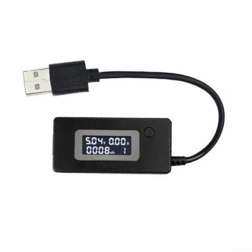 Jotekonoby KCX-017 USB-Spannungs-Strom-Messgerät, tragbares Testgerät, LCD-Display für Handy, Powerbank, Ladestatus-Monitor, 2 A/1 A Lastwiderstand (schwarz) von Jotekonoby
