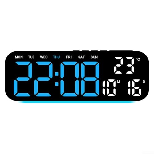 Jotekonoby LED-Wecker mit klarer, multifunktionaler Anzeige von Temperatur, Zeit, Datum und Tag, einstellbare Helligkeit und Umgebungslicht-Farboptionen (A) von Jotekonoby