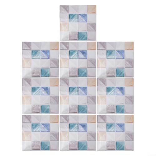 Jotekonoby MSC079 Glitzer-Mosaikfliesen-Aufkleber, für Küche, Badezimmer, Zuhause, 10 x 10 cm, 10 Stück von Jotekonoby