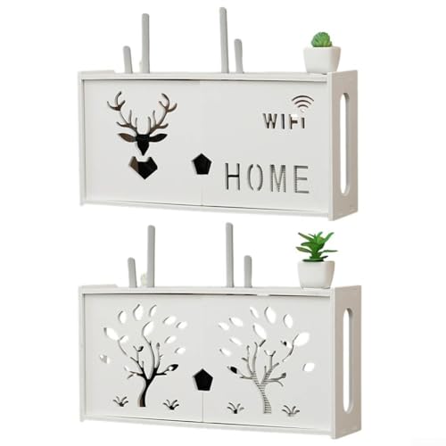 Jotekonoby Modernes großes drahtloses Router-Rack, Wandmontage, WLAN-Aufbewahrungslösung für Wohnzimmer, perfekt für TV-Zubehör und Gaming (B) von Jotekonoby
