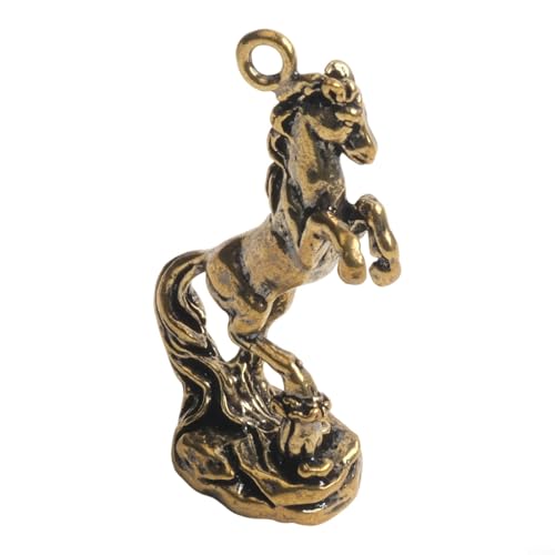 Jotekonoby Pferde-Skulptur-Ornamente, kleine Messing-Statue, Büro-Schreibtisch, Heimdekoration, handgefertigte Linien, 4,5 cm Höhe, 2,4 cm Breite (001) von Jotekonoby