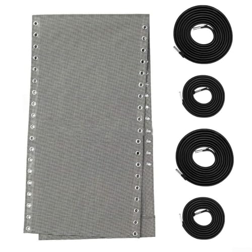 Jotekonoby Reparatur-Set für Liegestühle für den Außenbereich, mit strapazierfähigem Nylon-Netz, 160 x 43 cm und 4 elastischen Seilen für Strandkorb, Dunkelgrau (Weißgrau) von Jotekonoby
