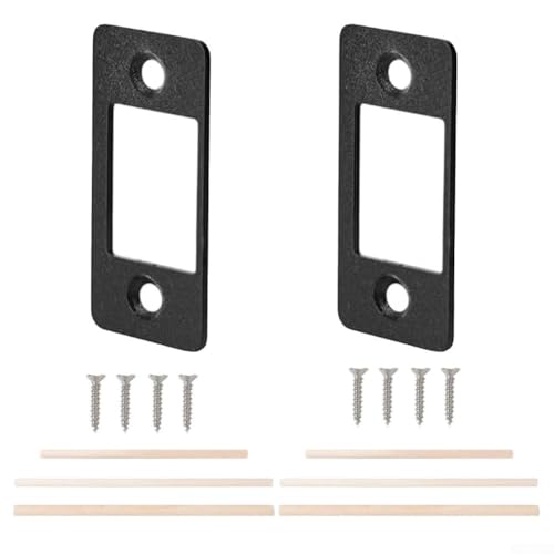 Jotekonoby Riegel-Schließblech, großes Loch, Türschloss, Ausrichtung, Reparaturplatte, Edelstahl, Sicherheits-Hardware für falsch ausgerichtete Türriegel, Ersatz (2 Stück, schwarz) von Jotekonoby