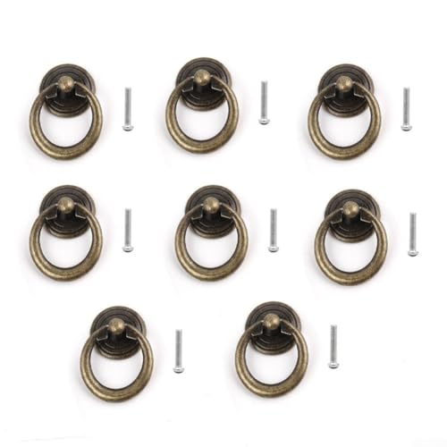Jotekonoby Ringgriff-Set, Zinklegierung, Einloch-Knauf für Schublade, Kommode, Schrank, Tür, Box mit Schrauben, Schwarz oder Bronze, 4 oder 8 Stück (Bronze 8 Stück) von Jotekonoby