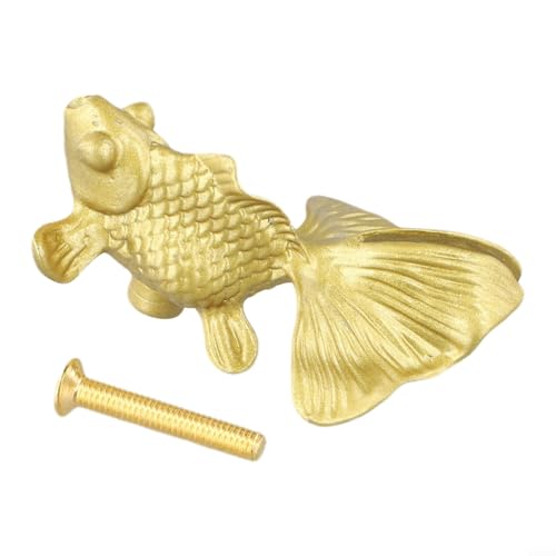 Jotekonoby Schrankknauf aus massivem Messing, Goldfisch-Design, mit einzigartiger Tierform, dekorativer Schubladen- und Türgriff für Möbel, Kleiderschrank, Küchenschrank, Kommode und Schrank Jotekonoby Schrankknauf aus massivem Messing, Goldfisch-Design, mit einzigartiger Tierform, dekorativer Schubladen- und Türgriff für Möbel, Kleiderschrank, Küchenschrank, Kommode und Schrank von Jotekonoby