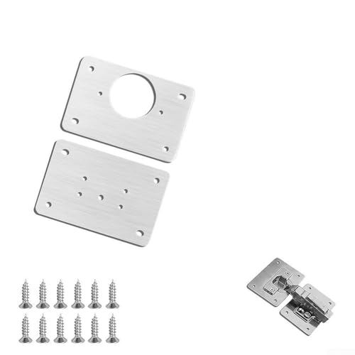 Jotekonoby Schrankscharnier-Reparaturplatten-Set, Edelstahl, 90 x 50 mm, Halterung mit Befestigungsschrauben, einfache Installation für Möbel, Tür, Schublade, Tisch, Bett, Kommode, Stuhl von Jotekonoby
