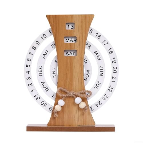 Jotekonoby Schreibtisch-Dekoration aus Holz, Mond, drehbarer Kalender für ewiges Heimbüro-Dekor (B) von Jotekonoby