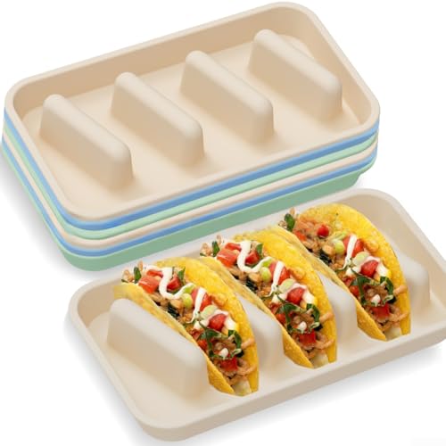 Jotekonoby Silikon-Taco-Tablett mit Unterteilung, rutschfeste Servierplatte für Tortillas und Tacos, 28,6 x 16,5 cm, Küchengeschirr (cremefarben) von Jotekonoby