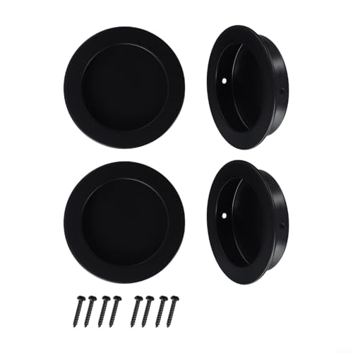 Jotekonoby Türgriff aus Edelstahl, bündig, rund, versenkt, für Schiebetüren, Scheunentüren, Taschen, Kleiderschrank, Falttüren, schwarz, 70 mm von Jotekonoby