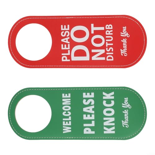 Jotekonoby Türschild aus Leder, Aufschrift "Do Not Disturb And Please Knock", langlebiges Material mit einzigartigem Muster, 22,5 x 8,5 cm, für Hotels, Büros, Konferenzräume (rot + grün) von Jotekonoby