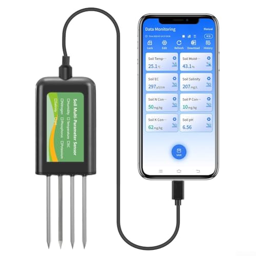 Jotekonoby USB Bodensensor 8-in-1 Testgerät Feuchtigkeit pH Temperatur für NPK Messgerät mit mobiler App-Kompatibilität wasserdicht Jotekonoby USB Bodensensor 8-in-1 Testgerät Feuchtigkeit pH Temperatur für NPK Messgerät mit mobiler App-Kompatibilität wasserdicht von Jotekonoby