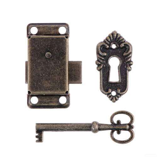 Jotekonoby Vintage Schranktürschloss-Set Antik Bronze Metall Zinklegierung Dekorative Hardware für Holzkiste Schmuck Kommode Schublade Möbel 2 Stück von Jotekonoby