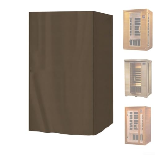 Jotekonoby Wasserdichte Outdoor-Sauna-Abdeckung für 1–2 Personen Infrarot-Holzmodelle – strapazierfähiges Oxford-Polyester mit PVC-Beschichtung und UV-Beständigkeit (braun) von Jotekonoby