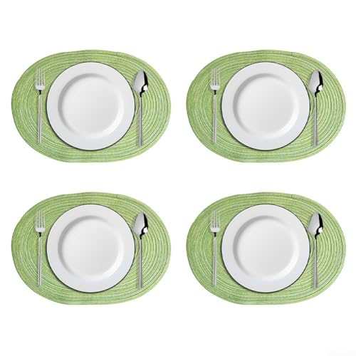 Ovale Tischsets 4er-Set, wärmeisoliert und wasserdicht, Esstischmatten für Küche, geeignet für Partys und Familienessen, 45,7 x 30,5 cm (grün) von Jotekonoby
