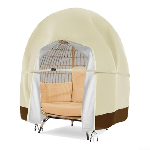 Patio Egg Chair Cover Heavy Duty Oxford Material with Zipper and Drawstring for Wind Resistance and Protection (Beige ) von Jotekonoby