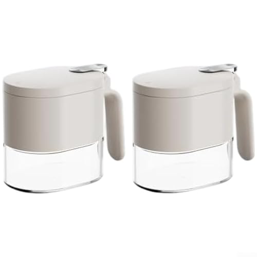 Set mit 2 Zucker- und Salzgläsern aus Glas mit luftdichten Deckeln und Löffeln, entworfen, um Gewürze frisch zu halten und vor Feuchtigkeit zu schützen von Jotekonoby