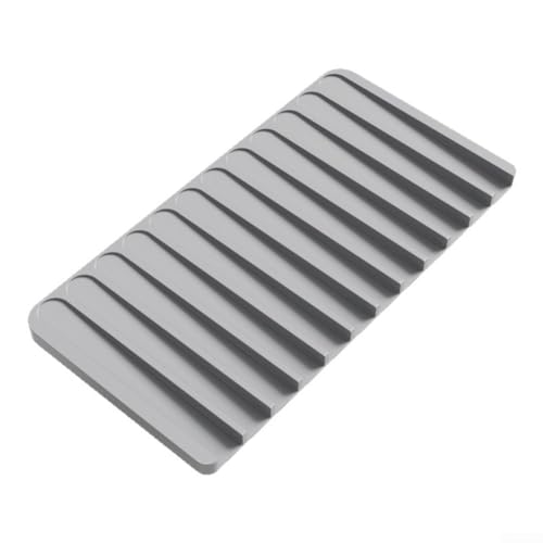 Silikon-Abtropfmatte oder Untersetzer mit selbstentleerenden Kanälen und rutschfester Funktion für sichere Platzierung, für Küchentheken und Badezimmer-Waschtisch (grau) von Jotekonoby