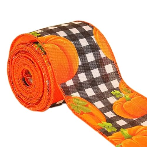Thanksgiving Juteband Rolle für Herbst Handwerk Kürbisernte und Büffel Plaid Design, 457 cm lang (B) von Jotekonoby