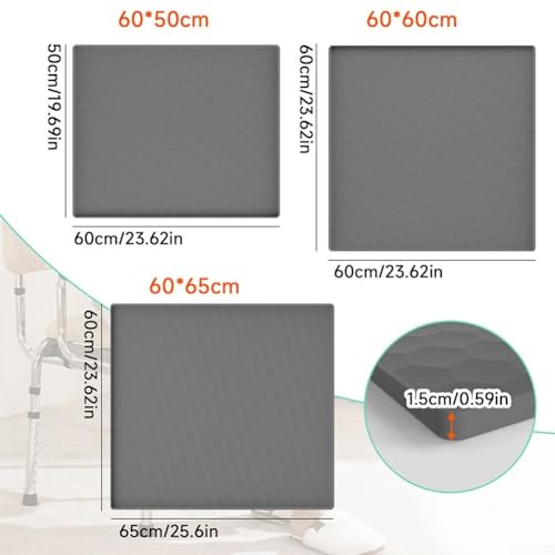 Tragbare Toilettenmatte mit erhöhtem Rand, Silikon-Nachttisch-WC-Matte für Sicherheit und Komfort (65 x 60 cm, grau) von Jotekonoby