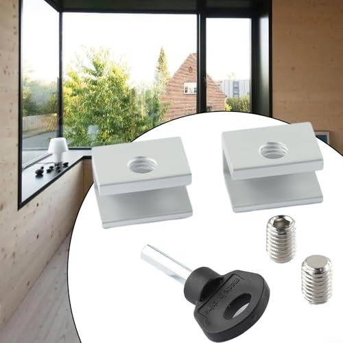 Verstellbares Schloss Stopper Set für Schiebefenster Kinder- und Haustiersicherung mit vertikalem Schlüssel (Silber) von Jotekonoby