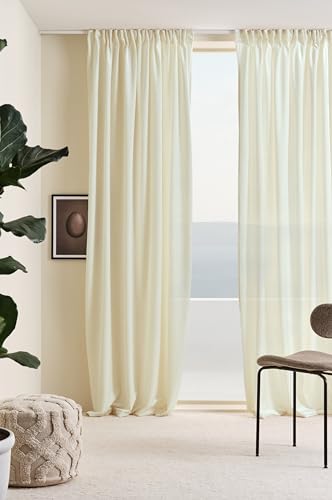 Jotex Simone Samt-Gardinenschals, Multifunktionsgardine, Cremeweiß, 2 St. 140x220 cm von JOTEX