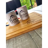 Set Holzbrett Und Tasse Bauherr Bauherrin Geschenk Zum Einzug Richtfest/Hausbau Personalisiert Mit Koordinaten von JottZettLieblinge