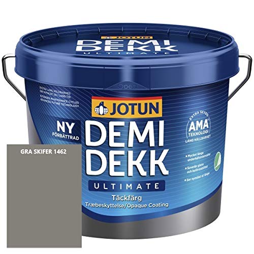 JOTUN DEMIDEKK ULTIMATE Täckfärg Holz-Farbe | Wetterschutz-Farbe | Holzschutz-Farbe | Absolute Premium-Qualität |10 Liter GRA SKIFER 1462 von Jotun