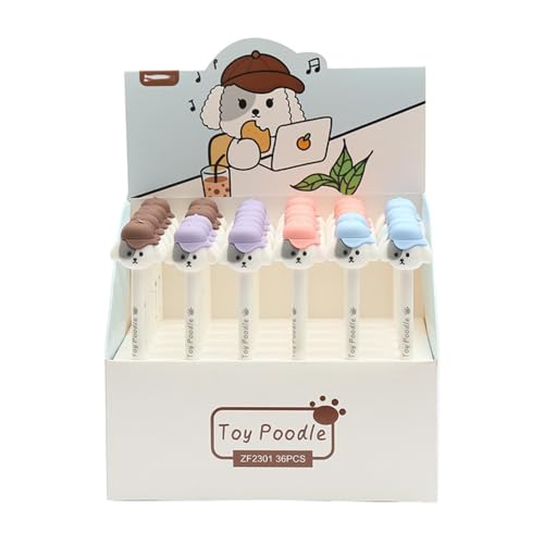 Joucien 6 Stück - 0,5 mm Pudel Push Action Neutral Stift Cartoon Welpenform Neutraler Stift - Schwarz Joucien 6 Stück - 0,5 mm Pudel Push Action Neutral Stift Cartoon Welpenform Neutraler Stift - Schwarz von Joucien