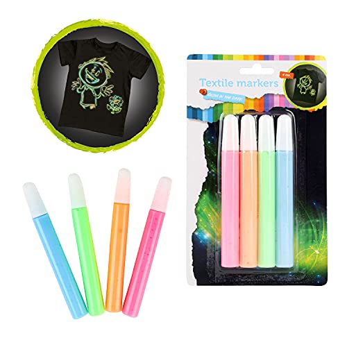 Jouet-Plus Textiles Markers Glow in The Dark, 4 Stück. von Jouet-Plus