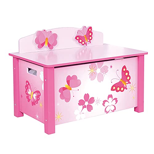 Jouet-Plus Jouetprive Spielzeugkiste und Bank aus Holz, Schmetterling von Jouet-Plus
